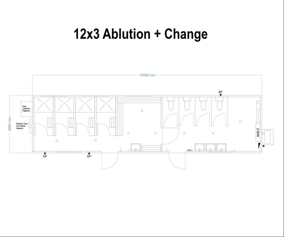 12x3 ablution and changeroom